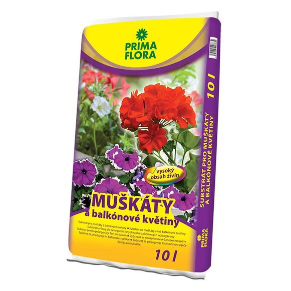 PRIMAFLORA  Substrát na muškáty a balkónové kvety 10l