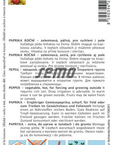 Semo Paprika ročná  ´Pálinda F1´