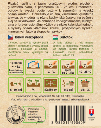 Semenárstvo Tekvica obrovská ´Hokkaido´