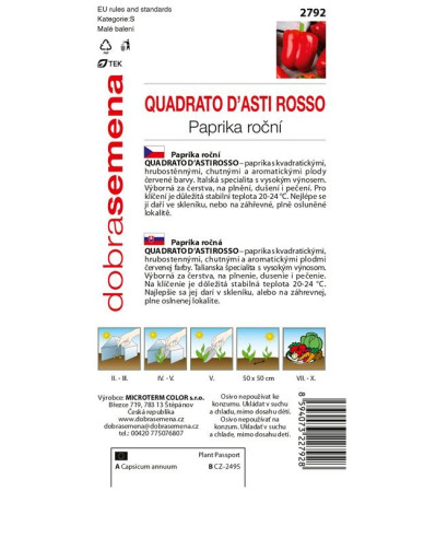 Dobrá semena Paprika ročná ´Quadrato D´Asti Rosso´