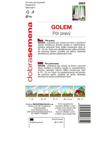 Dobrá semena Pór pestovaný ´Golem´