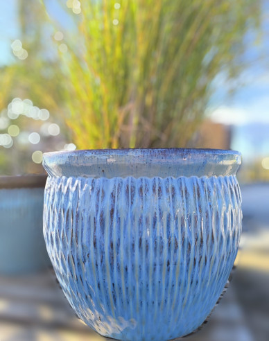 Kvetináč keramický L - modrý dekor