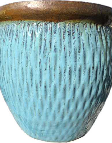 Kvetináč keramický L - tyrkysový dekor