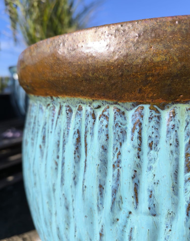 Kvetináč keramický L - tyrkysový dekor