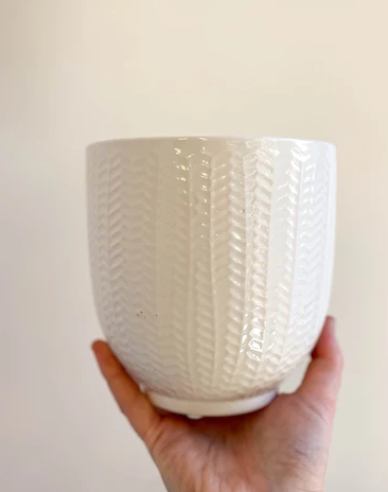 Obal na kvetináč keramický biely s leskom