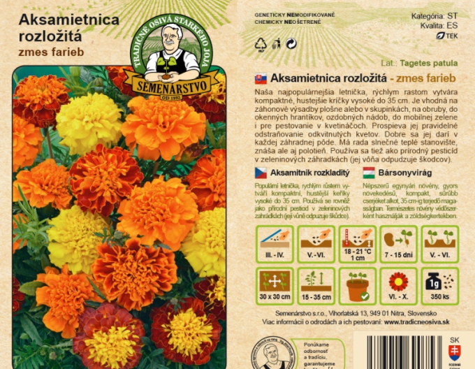 Semenárstvo Aksamietnica rozložitá (zmes farieb)