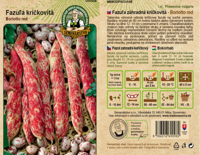 Semenárstvo Fazuľa záhradná kríčkovitá ´Borlotto red´